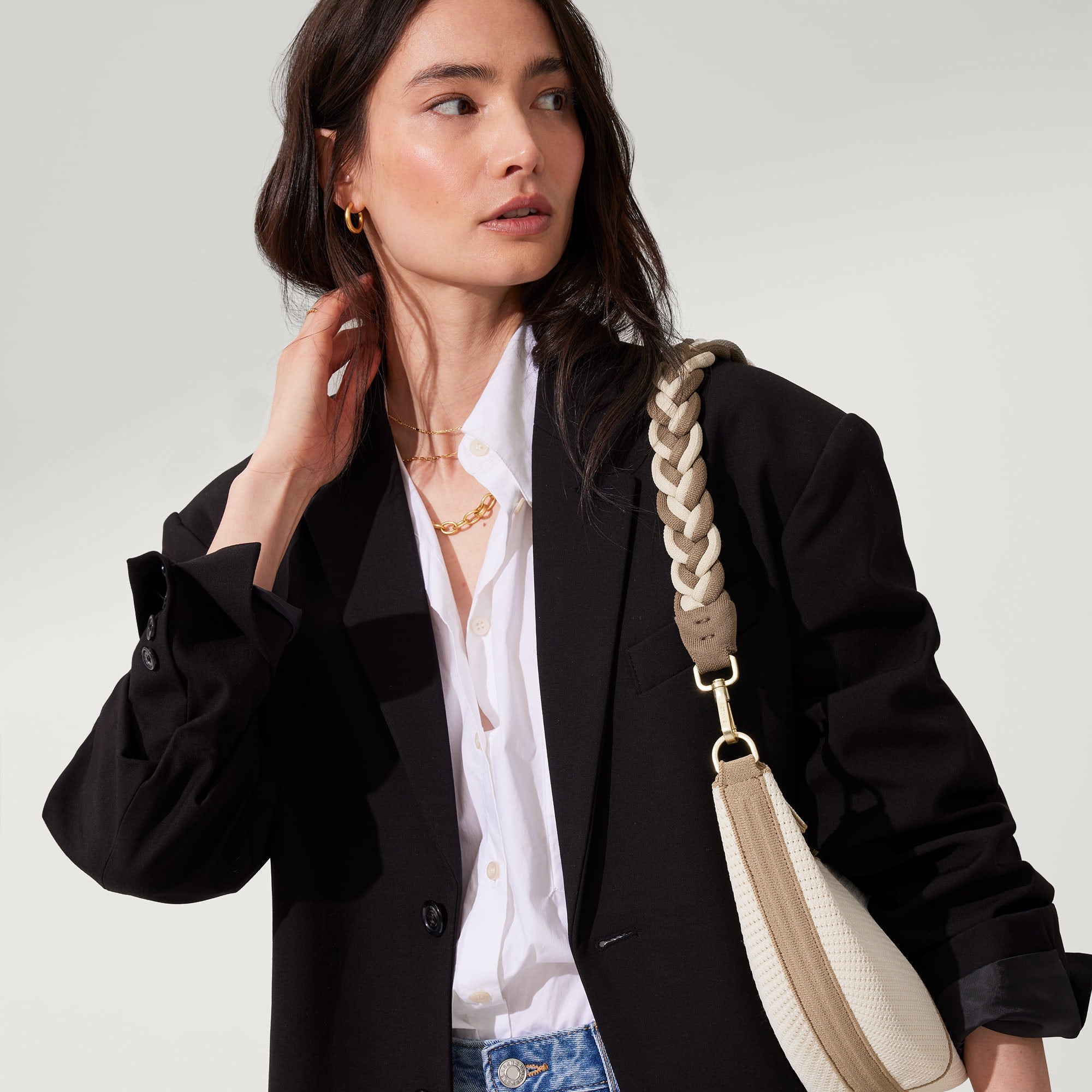 Alternative view of The Shoulder Strap   Cream and Cocoa Braid