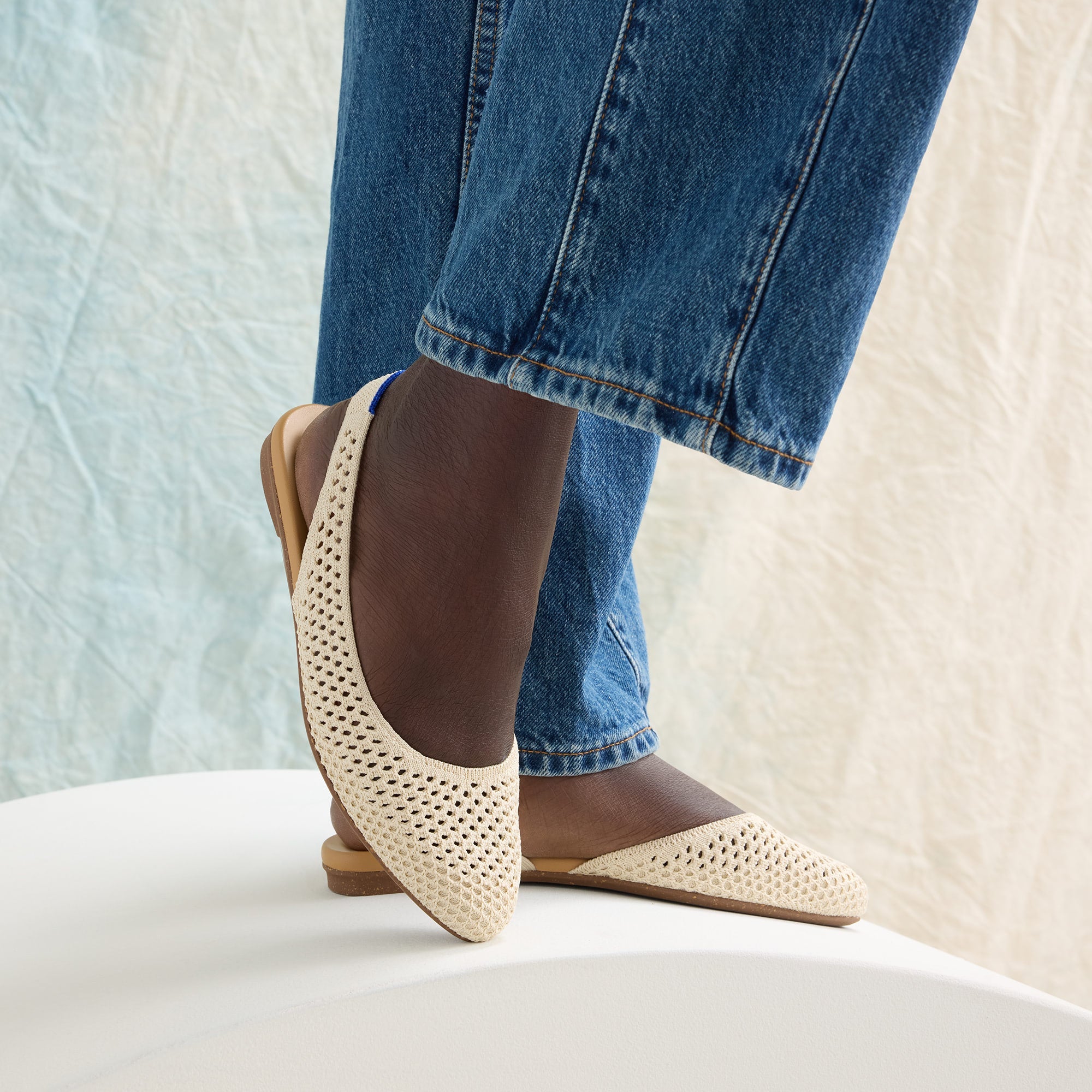 Alternative view of The Almond Slingback   Off White Mesh