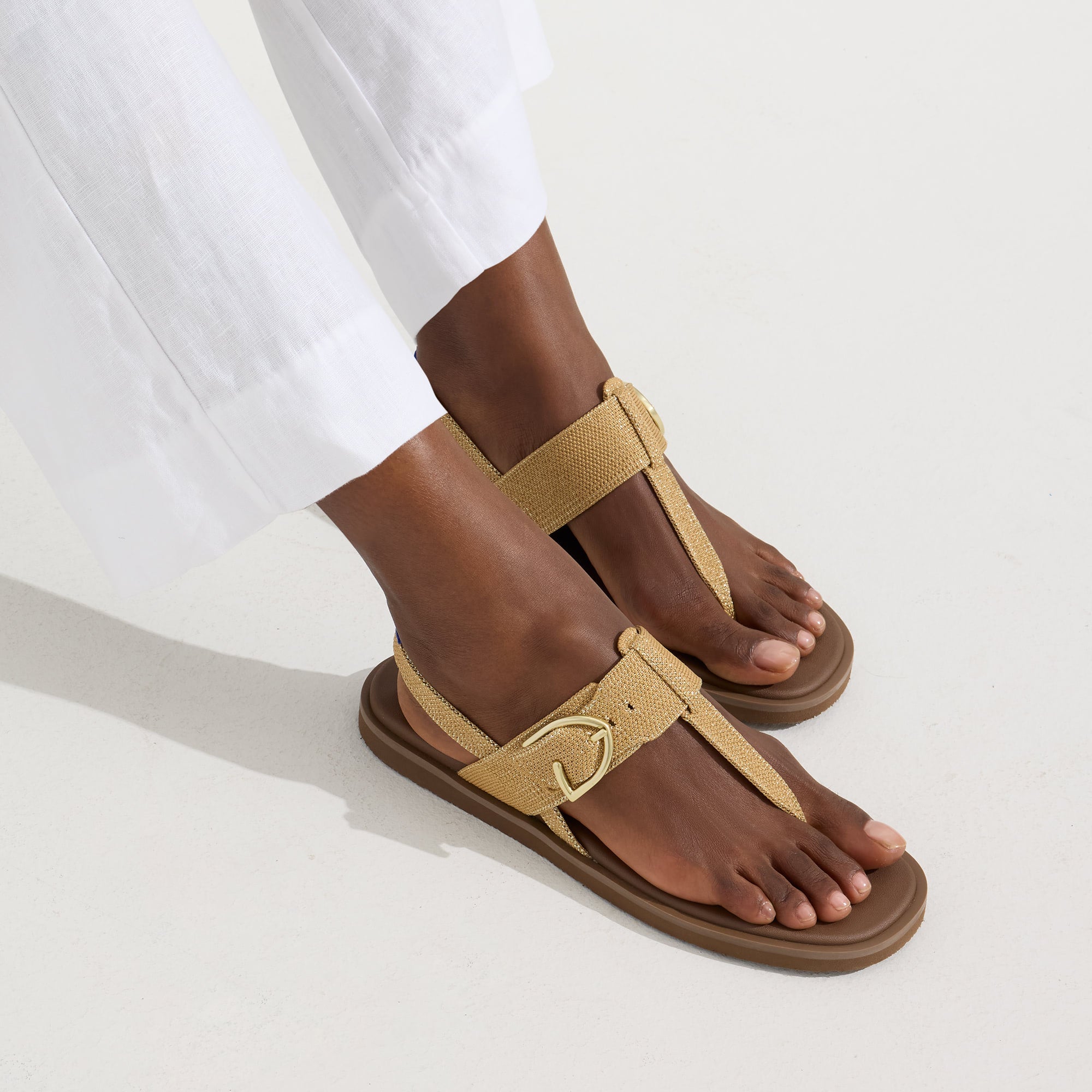 Alternative view of The T Strap Sandal   Metallic Golden Sun